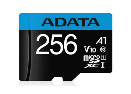 Memoria Micro SD ADATA | 256GB | Clase 10 | UHS-I U1 A1 | 100MB/s lectura | Con adaptador SD
