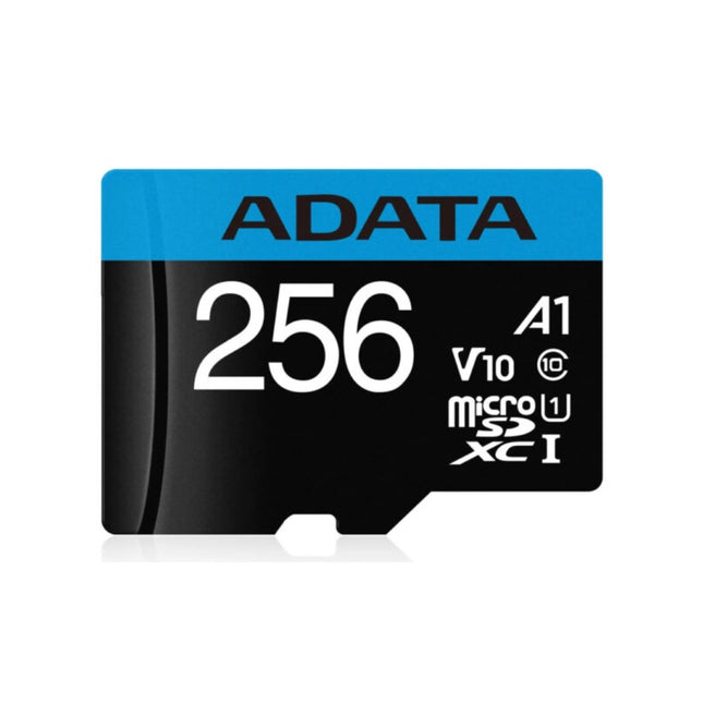 Memoria Micro SD ADATA | 256GB | Clase 10 | UHS-I U1 A1 | 100MB/s lectura | Con adaptador SD