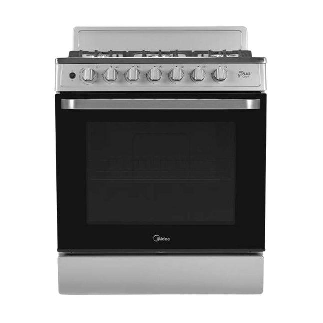 Cocina a Gas Midea MGS30FS1BEABG | 30" | 6 Quemadores | Capelo Hierro Fundido | Silver
