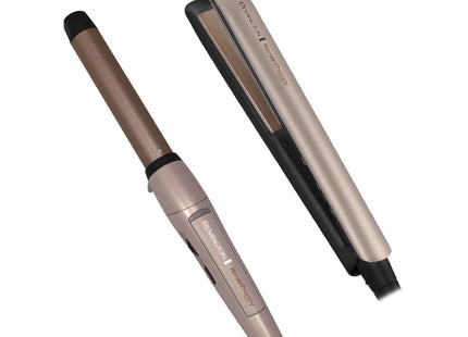 Combo Plancha y Rizador Remington S8599-CI5329-F | Keratin Therapy | Placas y Barril con Keratina y Aceite de Argán | Alisado y Rizado Profesional