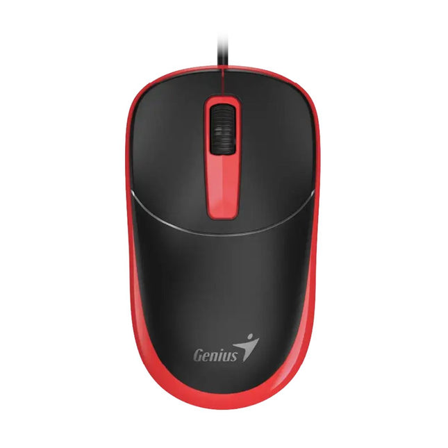 Mouse Genius DX-123 rojo vista frontal con cable USB