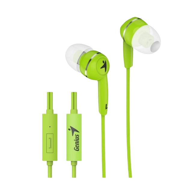 Audífonos Genius HS-M320 verdes con cable y control en línea para llamadas
