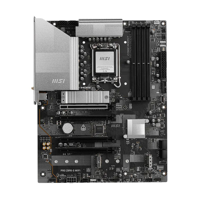 Tarjeta madre MSI PRO Z890-S WiFi vista frontal completa con conectores DDR5