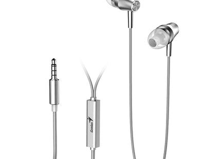 Audífonos Genius HS-M360 intrauditivos negros con cable y conector 3.5mm vista frontal