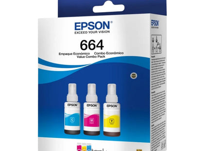 Epson botella de tinta T664 pack de 3 colores cian magenta y amarillo - T664520-3P