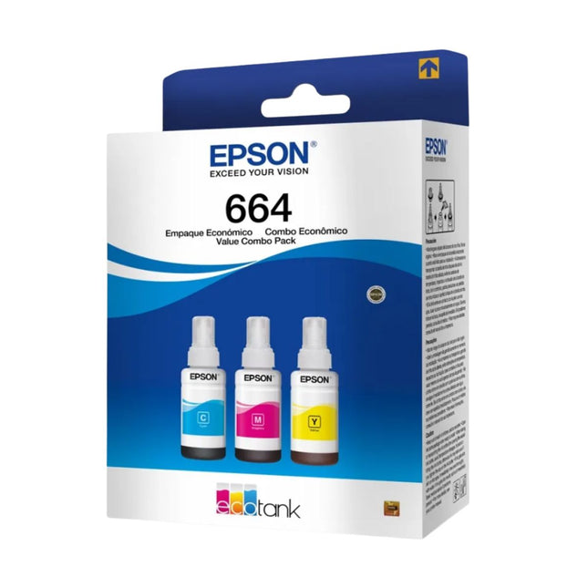 Epson botella de tinta T664 pack de 3 colores cian magenta y amarillo - T664520-3P