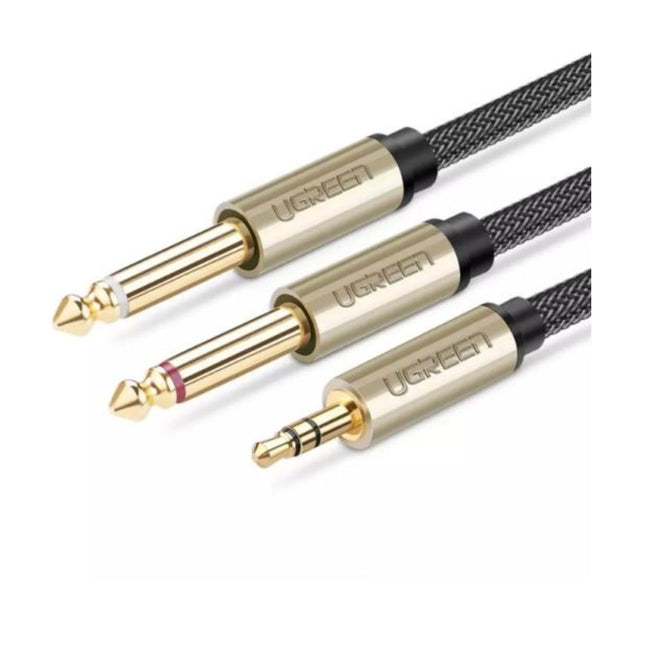 Cable de Audio UGREEN AV126 3.5mm TRS a Dual 6.35mm TS | 2M | Alta Calidad de Sonido