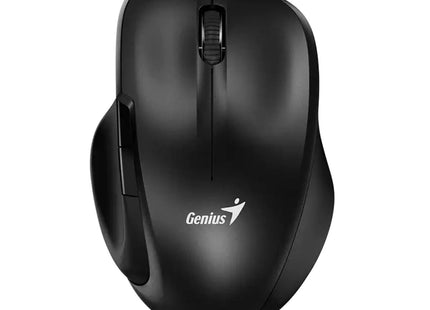 Mouse inalámbrico Genius Ergo 8200S negro vista frontal con diseño ergonómico
