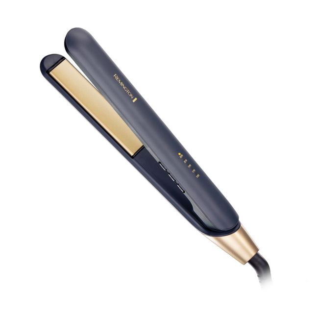 Alisadora Remington Sapphire Luxe S5805-110F | Cerámica Avanzada con Zafiros Reales | 230 °C | Control Digital | Azul Marino Champagne