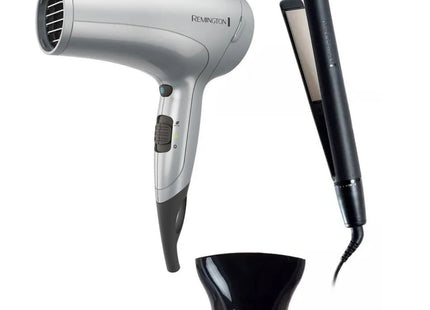 Combo Remington Secadora + Plancha de Cabello Titanium Shine Therph S4A500-D3019-F | Placas Cerámicas Avanzadas | Secadora 1875W | Aire Frío