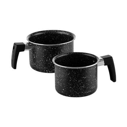 Set de 2 Ollas para Leche Westinghouse WCCS000902AMBB | 12 cm | Revestimiento tipo Mármol | Antiadherente | Color Negro