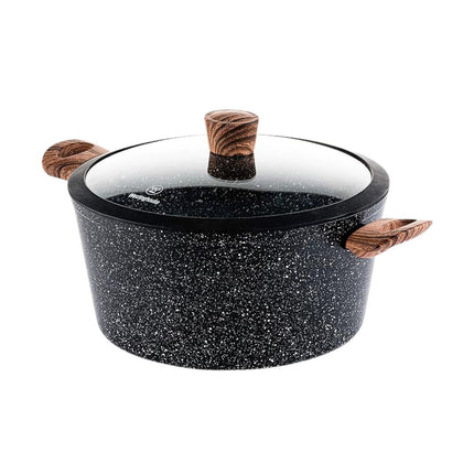 Cacerola Westinghouse 28 cm | Aluminio Forjado | Antiadherente Mármol Triple Capa | Tapa de Vidrio Templado | WCCC0085028MBB