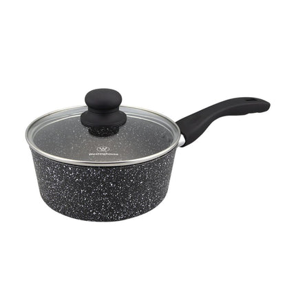 Olla 20 cm Westinghouse WCSP0009020MBB | Con tapa | Acabado mármol negro | Antiadherente