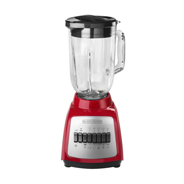 Licuadora Black + Decker BLBD210GR | 10 Velocidades | 550W | Jarra de Vidrio 1.25L | Función Pulso | Roja