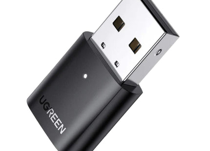 Adaptador Bluetooth USB UGREEN CM390 negro vista frontal con logo