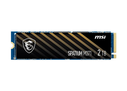 SSD MSI Spatium M371 500GB NVMe M.2 vista frontal con etiqueta