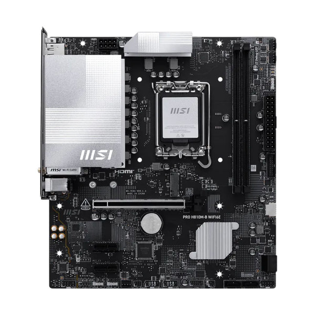 Tarjeta madre MSI PRO H810M-B WiFi 6E vista frontal con socket LGA1851
