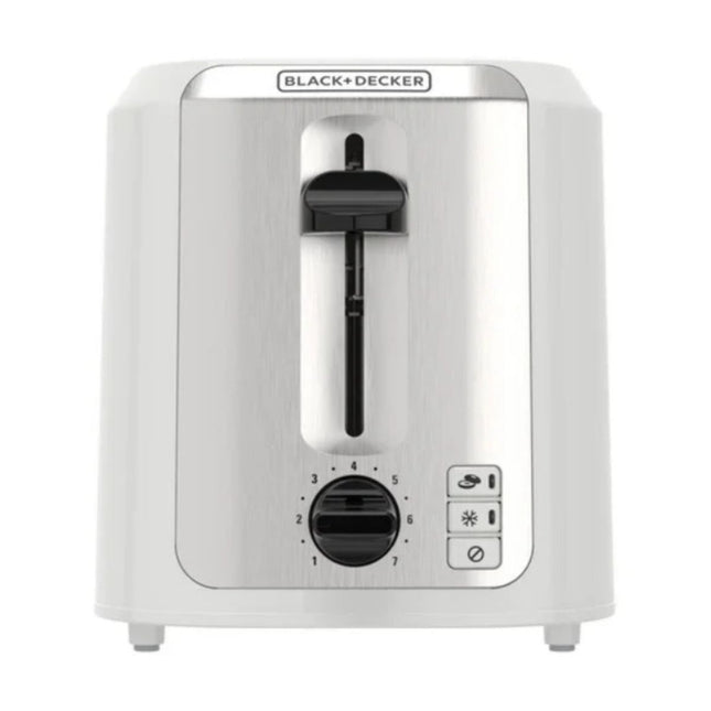 Tostadora Black + Decker TR7827-1WDLA | 2 Rebanadas | 7 Niveles de Tostado | Función Bagel | Función Congelado | Blanca