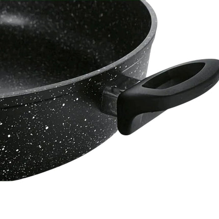Cacerola Baja con Tapa Westinghouse WCCC0009L28MBB | 28 cm | Revestimiento de Mármol | Antiadherente | Color Negro