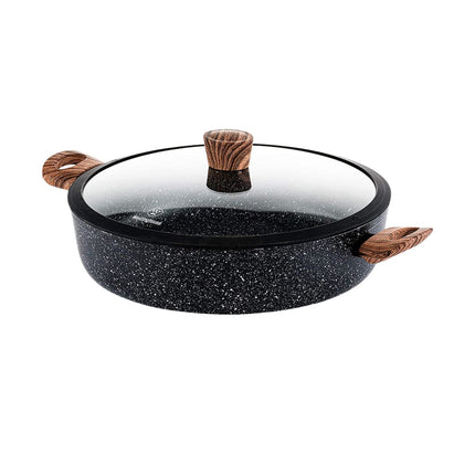 Cacerola Baja con Tapa de Vidrio Westinghouse WCCC0085L28MBB | 28 cm | Aluminio Forjado | Revestimiento Antiadherente | Color Negro