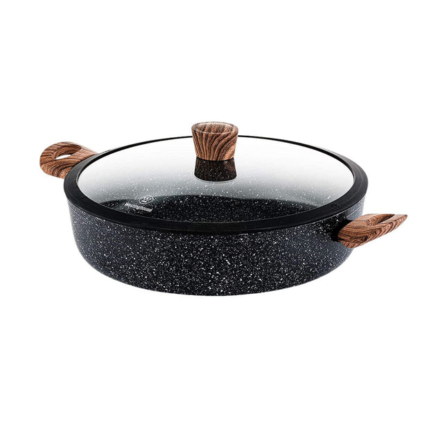 Cacerola Baja con Tapa de Vidrio Westinghouse WCCC0085L28MBB | 28 cm | Aluminio Forjado | Revestimiento Antiadherente | Color Negro
