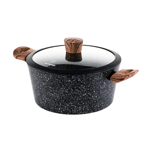 Cacerola con Tapa de Vidrio Westinghouse WCCC0085024MBB | 24 cm | Aluminio Forjado | Revestimiento Antiadherente | Color Negro