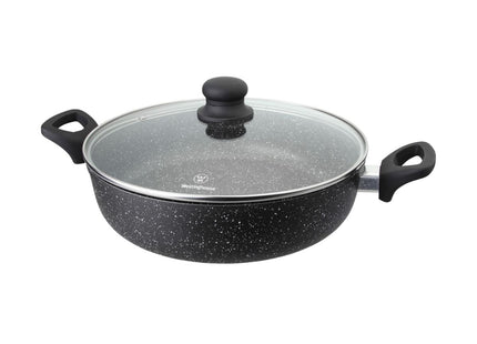 Cacerola Baja con Tapa Westinghouse WCCC0009L32MBB | 32 cm | Mármol Negro | Antiadherente