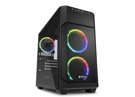 Case Sharkoon V1000 RGB Media Torre | Micro-ATX | Vidrio Templado | 3 Ventiladores RGB | Negro