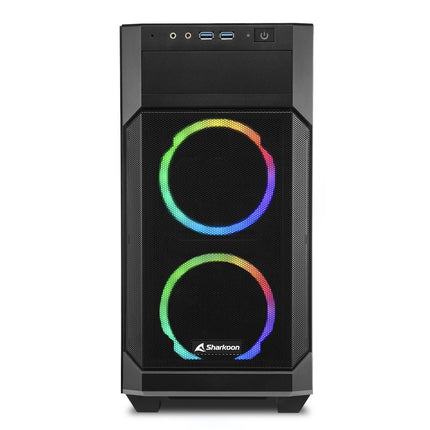 Case Sharkoon V1000 RGB Media Torre | Micro-ATX | Vidrio Templado | 3 Ventiladores RGB | Negro