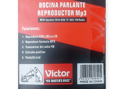 Victor bocina radio micro Sd USB VTA690 colores surtidos