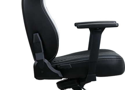 Detalle respaldo ergonómico silla gaming con soporte lumbar adaptable y reposacabezas memory foam