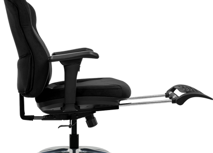 Reposacabezas ajustable en altura y acabados premium en negro de silla gaming ergonómica