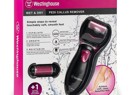 Removedor de Callos Westinghouse | A Pilas (2 AA) | Resistente al Agua | Negro con Rosa
