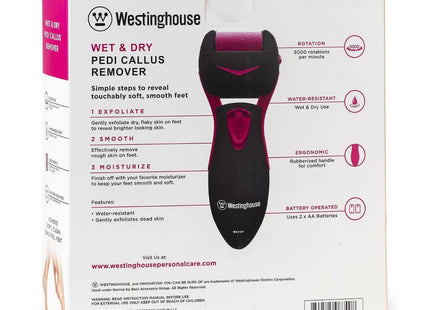 Removedor de Callos Westinghouse | A Pilas (2 AA) | Resistente al Agua | Negro con Rosa