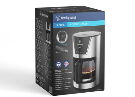 Cafetera Programable Digital Touch Westinghouse WKCMFS273 | Acero Inoxidable | Pantalla Táctil | 1.5 L | 900W