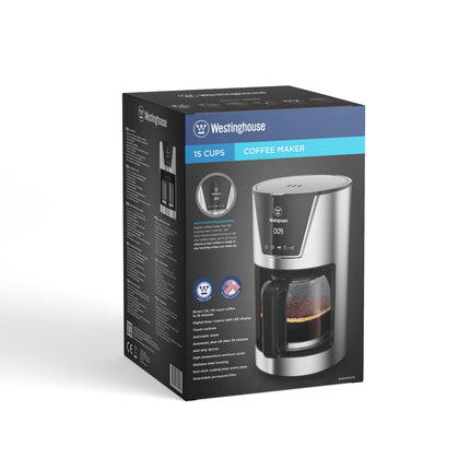 Cafetera Programable Digital Touch Westinghouse WKCMFS273 | Acero Inoxidable | Pantalla Táctil | 1.5 L | 900W