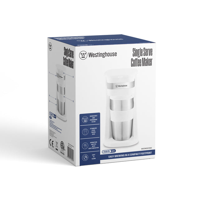 Cafetera Individual Westinghouse WKCMGO11WH | Blanca | Incluye Mug Térmico