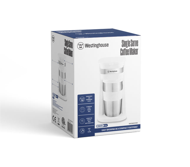 Cafetera Individual Westinghouse WKCMGO11WH | Blanca | Incluye Mug Térmico