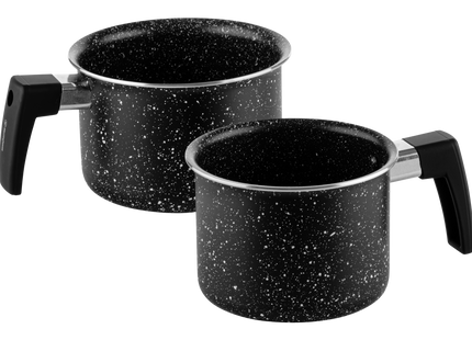 Set de 2 Ollas para Leche Westinghouse WCCS000902AMBB | 12 cm | Revestimiento tipo Mármol | Antiadherente | Color Negro