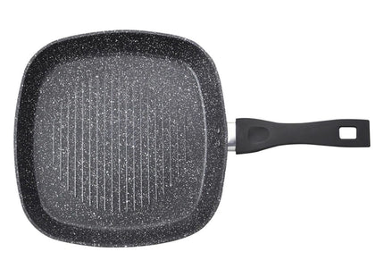 Sartén Tipo Grill Westinghouse 28 cm | Mármol Antiadherente | Aluminio Forjado | Mango Ergonómico | Negro | WCFP0009G28MBB