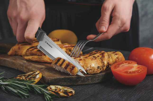 Cuchillo de Chef Westinghouse 8"/20cm WCKF007902ABK | Espiga completa | Mango suave con remaches triples | Acero inoxidable