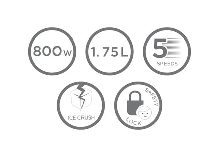 Licuadora Westinghouse WKBESA1703 | 800W | 1.7L | 5 Velocidades | Vidrio