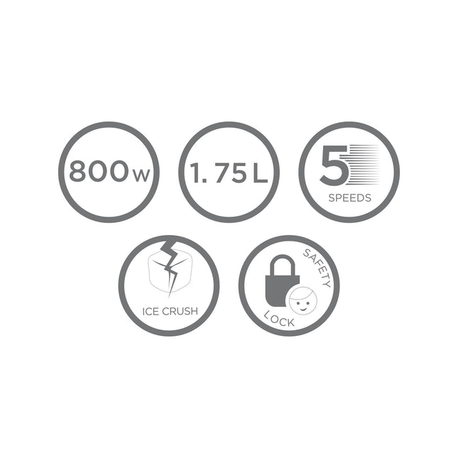 Licuadora Westinghouse WKBESA1703 | 800W | 1.7L | 5 Velocidades | Vidrio