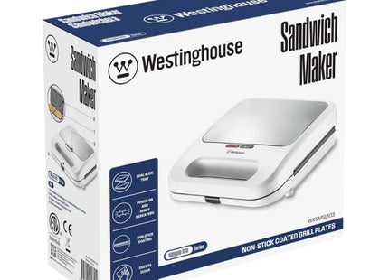 Sandwichera Westinghouse WKSMSL103 Blanca | 2 panes | Placas antiadherentes | Diseño compacto