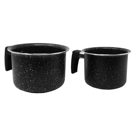Set de 2 Ollas para Leche Westinghouse WCCS000902AMBB | 12 cm | Revestimiento tipo Mármol | Antiadherente | Color Negro