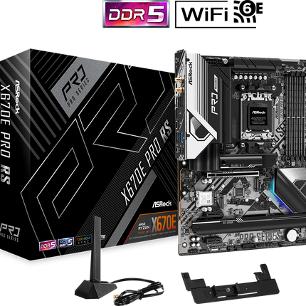 Tarjeta Madre ASRock X670E PRO RS DDR5 | ATX | AM5 | DDR5 hasta 6600+ MHz | PCIe 5.0 | Wi-Fi (según modelo)