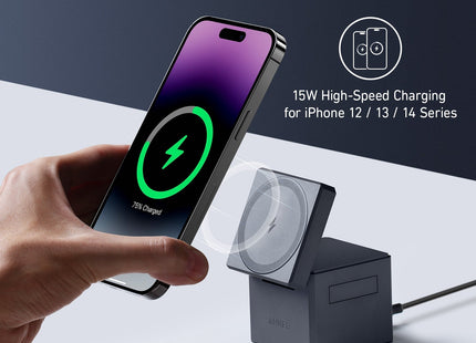 Anker Cargador Inalámbrico 3 en 1 MagSafe 15W Negro, Y1811