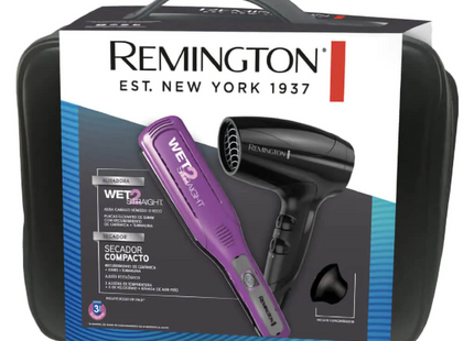 Combo Remington Alisadora Wet2Straight y Secadora compacta, S8001-D5000-F