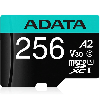 Tarjeta de Memoria ADATA Premier Pro microSDXC | 256GB | Clase 10 UHS-I U3 V30 A2 | Hasta 100/85 MB/s | Con Adaptador SD