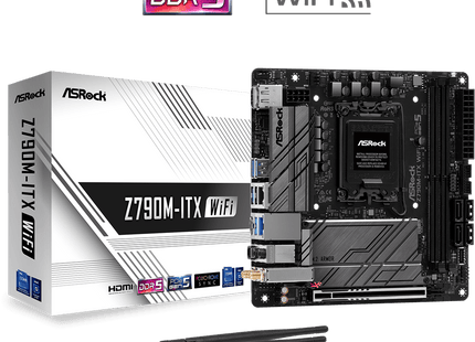 Tarjeta Madre ASRock Z790M-ITX WiFi DDR5 | Mini ITX | LGA 1700 | DDR5 hasta 7200+ MHz | WiFi 6E